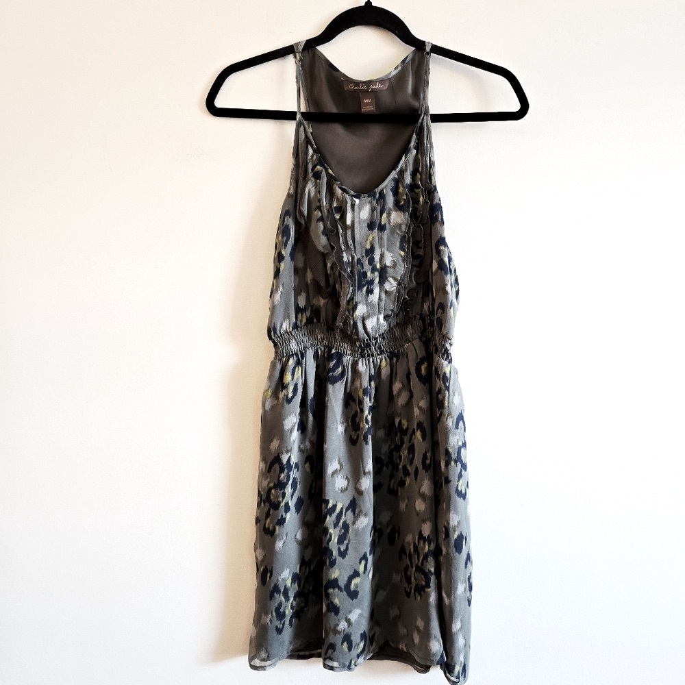 CHARLIE JADE | M 100% Silk Mini Dress | sage green